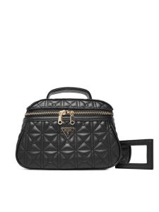 Guess Kosmetyczka PW7567 P6261 Czarny. Czarne kosmetyczki Guess, z aplikacjami, ze skóry. Za 162,99 zł.
