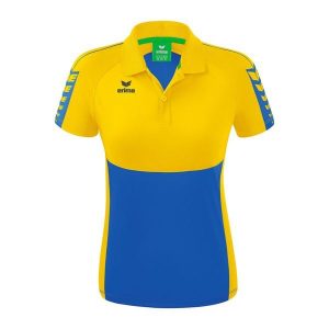 Damska koszulka polo Erima Six Wings. Niebieskie bluzki Erima, l, bez wzorów, z materiału, sportowe, bez kołnierzyka, bez ramiączek. Za 178,50 zł.