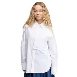 Damska rozpinana koszula oversize z długim rękawem Siroko Marlene-W White. Białe koszule SIROKO, bez wzorów, z bawełny, bez kołnierzyka, bez ramiączek. Za 211,00 zł.