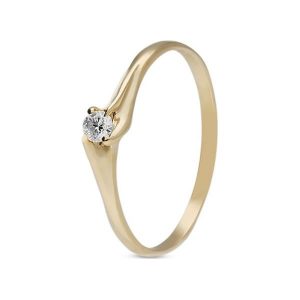 Złoty Pierścionek - złoto żółte 585, Brylant 0,08ct. Pierścionki marki W.KRUK. Za 1 690,00 zł.