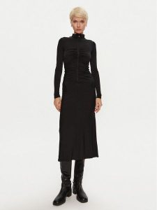 PINKO Sukienka codzienna Dimitrova 104502 A29B Czarny Slim Fit. Czarne sukienki Pinko, na co dzień, xl, bez wzorów, z syntetyku, bez kołnierzyka, bez ramiączek, proste. Za 539,99 zł.