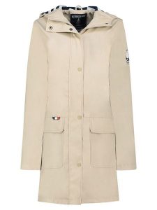 Geographical Norway Parka "Curieuse" w kolorze beżowym rozmiar: S. Brązowe płaszcze Geographical Norway, s, z aplikacjami, bez kaptura. Za 232,78 zł.