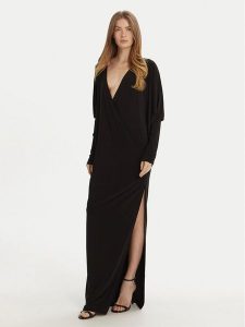 NORMA KAMALI Sukienka wieczorowa KK3243PLF85001 Czarny Regular Fit. Czarne sukienki Norma Kamali, xs, bez wzorów, z syntetyku, wizytowe, bez kołnierzyka, bez ramiączek. Za 649,00 zł.