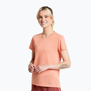 Koszulka do biegania damska Saucony Stopwatch. Czerwone bluzki Saucony, bez wzorów, bez ramiączek, do biegania. Za 119,99 zł.