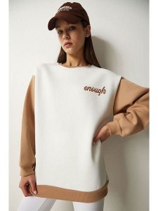 Happiness Istanbul Bluza w kolorze biało-beżowym rozmiar: 36. Białe bluzy Happiness Istanbul, bez wzorów, bez kaptura. Za 69,91 zł.