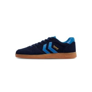 Buty halowe Hummel Perfekt CL. Niebieskie buty sportowe Hummel, bez wzorów, bez zapięcia, do piłki ręcznej. Za 270,00 zł.