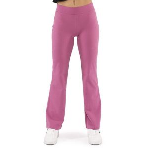 Legginsy z bawełna na co dzień na siłownię. Fioletowe legginsy LEONE 1947 APPAREL, bez wzorów, z bawełny. W wyprzedaży za 79,36 zł.