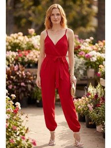 SOULSHAE Kombinezon w kolorze czerwonym rozmiar: XXL/3XL. Czerwone kombinezony SOULSHAE, xl, bez wzorów, z tkaniny, bez kołnierzyka, bez ramiączek. Za 139,95 zł.