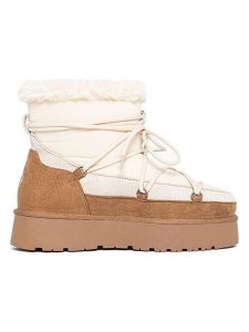 ISLAND BOOT Botki zimowe "Ivan" w kolorze biało-jasnobrązowym rozmiar: 36. Białe botki Island Boot, na zimę, bez wzorów, bez obcasa, na platformie, bez zapięcia. Za 217,99 zł.