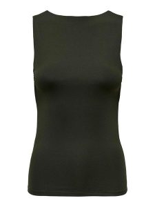ONLY Top w kolorze khaki rozmiar: L. Brązowe topy ONLY, l, bez wzorów, bez kołnierzyka, bez ramiączek. Za 43,88 zł.