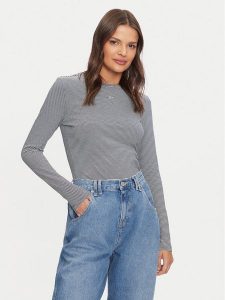 Tommy Jeans Bluzka Essential DW0DW19043 Granatowy Slim Fit. Niebieskie bluzki Tommy Jeans, s, bez wzorów, z bawełny, bez kołnierzyka, bez ramiączek. Za 149,99 zł.