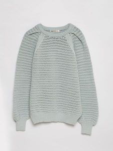 Sweter damski o ażurowym splocie błękitny Funia 400. Niebieskie swetry klasyczne Big Star, na wiosnę, l, z jeansu, bez kołnierzyka. W wyprzedaży za 139,99 zł.