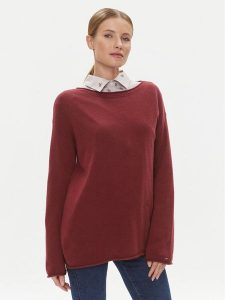 Tommy Hilfiger Sweter WW0WW39890 Czerwony Relaxed Fit. Czerwone swetry klasyczne TOMMY HILFIGER, s, z wełny, bez kołnierzyka. Za 519,99 zł.