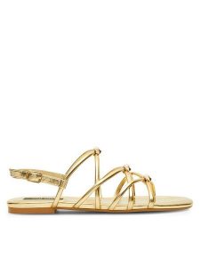 Nine West Sandały 123AL1737 Złoty. Żółte sandały Nine West, bez wzorów, ze skóry, bez obcasa, na płaskiej podeszwie, bez zapięcia. Za 119,99 zł.