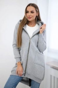 Bluza ocieplana z suwakiem z tyłu szara. Szare bluzy KESI, l, bez wzorów, z bawełny, bez kaptura. Za 258,24 zł.