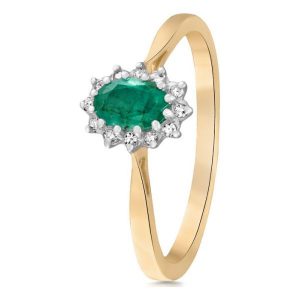 Pierścionek - , Diament 0,06ct,szmaragd. Pierścionki marki W.KRUK. Za 1 990,00 zł.