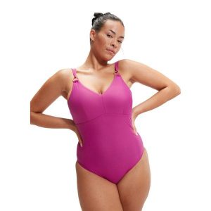 SPEEDO Damski modelujący kostium kąpielowy na ramiączkach Wineberry UK 44. Czerwone stroje jednoczęściowe Speedo, bez wzorów. Za 290,85 zł.