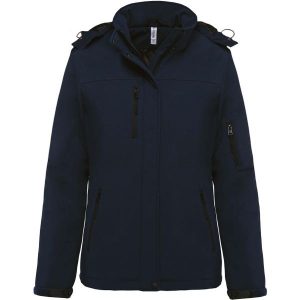 Parka dla kobiet Kariban Softshell doublée capuche. Niebieskie kurtki KARIBAN, na zimę, bez wzorów, z softshellu, bez kaptura. W wyprzedaży za 388,50 zł.