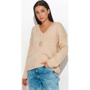 Numinou Sweter w kolorze beżowym rozmiar: onesize. Brązowe swetry oversize Numinou, bez wzorów, z wełny, bez ramiączek. Za 75,03 zł.