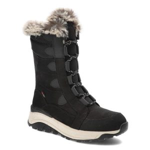 Czarne Śniegowce Rieker Ocieplane Buty Damskie. Czarne buty zimowe Rieker, z futra, bez obcasa, bez zapięcia. Za 489,00 zł.
