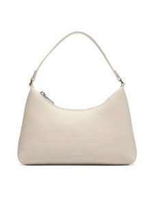 Calvin Klein Torebka Foil Logo Small Shoulder Bag LV04F3890G Kremowy. Białe torebki klasyczne Calvin Klein, bez wzorów, ze skóry, bez dodatków. Za 369,99 zł.