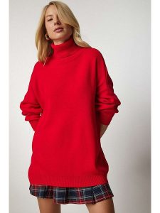 Happiness Istanbul Sweter w kolorze czerwonym rozmiar: onesize. Czerwone golfy Happiness Istanbul, bez wzorów, ze splotem. Za 86,37 zł.