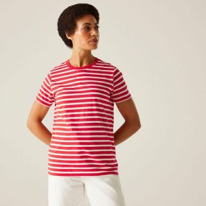 Koszulka turystyczna damska Bayletta. Czerwone koszulki sportowe Regatta, bez wzorów, z jersey, bez ramiączek. Za 137,50 zł.