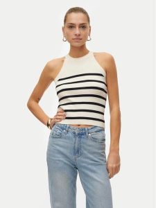 Vero Moda Top Saba 10306826 Beżowy Slim Fit. Brązowe topy Vero Moda, xl, bez wzorów, z wiskozy, bez kołnierzyka, bez ramiączek. Za 89,99 zł.