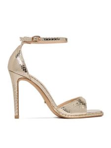 DeeZee Sandały CEO-LCCC1510-1 Złoty. Żółte sandały DeeZee, bez wzorów, z materiału, bez obcasa, na szpilce, bez zapięcia. Za 139,99 zł.