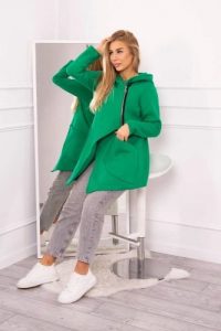Bluza ocieplana z asymetrycznym suwakiem jasno zielona. Zielone bluzy KESI, l, bez wzorów, z bawełny, bez kaptura. Za 238,37 zł.