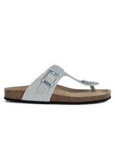 Geox Skórzane japonki "Brionia" w kolorze srebrnym rozmiar: 39. Szare klapki Geox, bez wzorów, z gumy, z otwartym noskiem, bez obcasa. Za 241,95 zł.