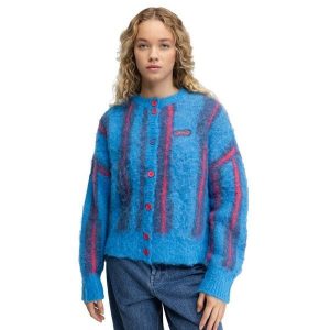 Damski kardigan z dzianiny Siroko Apollo-W Blue. Niebieskie kardigany SIROKO, z dzianiny. Za 169,00 zł.