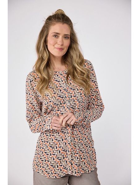 LIEBLINGSSTÜCK Bluzka "Rumi" w kolorze szarobrązowo-pomarańczowym rozmiar: 34. Brązowe bluzki LIEBLINGSSTÜCK, bez wzorów, z wiskozy, bez kołnierzyka, bez ramiączek. Za 114,44 zł.