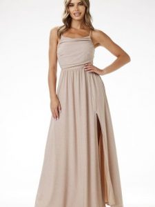Sukienka Model A696 Beige - awama. Brązowe sukienki Awama, l, bez wzorów, z elastanu, wizytowe, bez kołnierzyka, plus size, bez ramiączek, maxi, dopasowane. Za 367,73 zł.