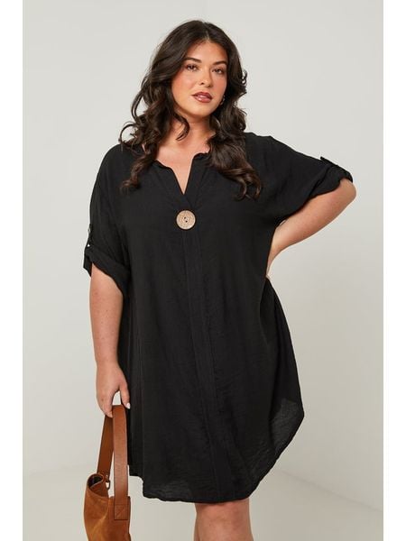 Curvy Lady Sukienka w kolorze czarnym rozmiar: 48/50. Czarne sukienki Curvy Lady, bez wzorów, klasyczne, bez kołnierzyka, bez ramiączek, midi. Za 100,28 zł.