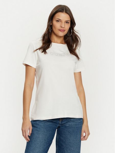 Guess T-Shirt V3BI11 J1314 Écru Regular Fit. T-shirty Guess, l, z aplikacjami, z bawełny, bez kołnierzyka, bez ramiączek. Za 139,99 zł.