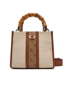 Guess Torebka HWAG93 37770 Beżowy. Brązowe torebki klasyczne Guess, z aplikacjami, z materiału, bez dodatków. Za 379,99 zł.