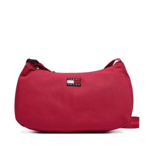 Torebka Tommy Jeans. Czerwone torebki klasyczne Tommy Jeans, bez wzorów, z jeansu, bez dodatków. Za 249,99 zł.