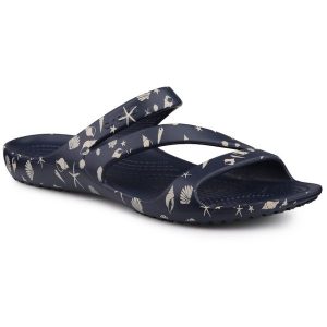 Klapki damskie sportowe Crocs KADEE II SHELLS PRINT. Brązowe klapki Crocs, bez wzorów, bez obcasa. Za 169,00 zł.