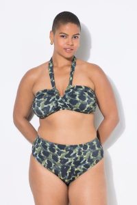 Damskie Figi od bikini wysoki stan moro. Zielone figi Ulla Popken, bez wzorów, z elastanu. Za 91,99 zł.