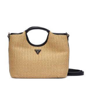 Torebka Guess. Brązowe kuferki Guess, z aplikacjami, bez dodatków. Za 584,99 zł.