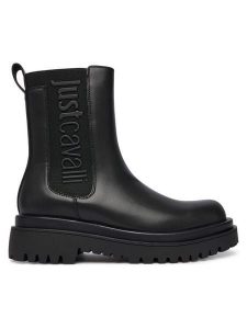 Just Cavalli Sztyblety 79RA3S96 ZSD74 Czarny. Czarne botki Just Cavalli, bez wzorów, ze skóry, bez obcasa, na płaskiej podeszwie, bez zapięcia. Za 569,99 zł.