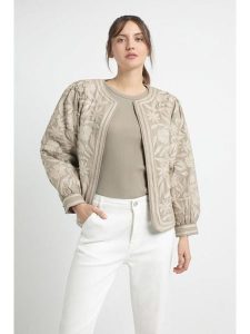 Josephine & Co Kurtka przejściowa "Daaf" w kolorze oliwkowo-kremowym rozmiar: 36. Brązowe kurtki Josephine & Co, bez wzorów, z bawełny, bez kaptura. Za 347,99 zł.