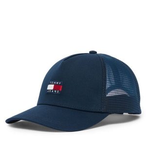 Czapka z daszkiem Tommy Jeans. Niebieskie czapki Tommy Jeans, bez wzorów, z jeansu. Za 144,99 zł.