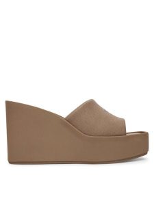 Calvin Klein Klapki Wedge 70 Sndl Canv Mg HW0HW03134 Beżowy. Brązowe klapki Calvin Klein, bez wzorów, z materiału, bez obcasa. Za 409,99 zł.