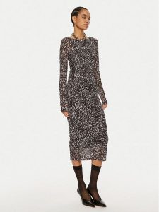 Patrizia Pepe Sukienka koktajlowa 8A1344 J221 YA19 Czarny Regular Fit. Czarne sukienki Patrizia Pepe, bez wzorów, z syntetyku, wizytowe, bez kołnierzyka, bez ramiączek. Za 689,99 zł.