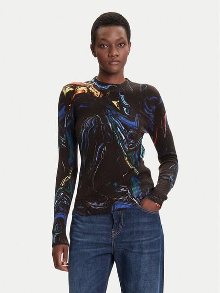 Desigual Sweter Butterfly Lacroix 25WWJF05 Czarny Regular Fit. Czarne swetry klasyczne Desigual, s, z syntetyku, bez kołnierzyka. Za 239,99 zł.