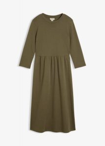Sukienka T-shirtowa z czystej bawełny organicznej. Zielone sukienki bonprix, bez wzorów, z bawełny, bez kołnierzyka, bez ramiączek. Za 129,99 zł.
