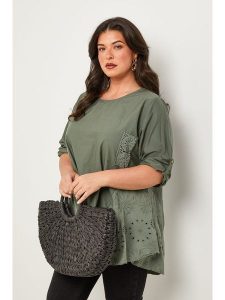 Curvy Lady Bluzka w kolorze khaki rozmiar: 48/50. Brązowe bluzki Curvy Lady, bez wzorów, klasyczne, bez kołnierzyka, bez ramiączek. Za 100,99 zł.