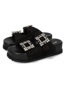 MELVIN & HAMILTON Skórzane klapki "Eve 3" w kolorze czarnym rozmiar: 36. Czarne klapki Melvin & Hamilton, bez wzorów, ze skóry, z otwartym noskiem, bez obcasa. Za 304,99 zł.